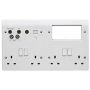 MK Logic K2740WHI 4 Gang DP 13A Combi Plate Quad TV & BT