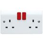 MK Logic K2747D1WHI 13A Double Socket Red Rockers White