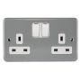 MK Metalclad K2859ALM 13A DP Switch Socket 2 Gang Grey