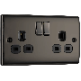 BG Nexus Metal Black Nickel NBN22B Double Socket Switched