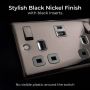 BG Nexus Metal 13A Switched Socket USB A C 22W Black Nickel