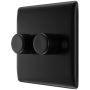 BG Nexus Metal Dimmer Switch 2 Gang Matt Black