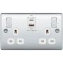 BG Nexus Metal 2 Gang Switched Socket USB A C 45W Polished Chrome