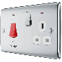 BG Nexus Metal NPC70W 45A DP Switch 13A Socket Neon Polished Chrome
