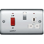 BG Nexus Metal NPC70W 45A DP Switch 13A Socket Neon Polished Chrome