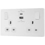 BG Evolve Double Switched Socket USB A and C 45W Pearlescent White
