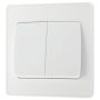 BG Evolve 2 Way Double Switch Wide Rocker Pearlescent White