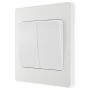 BG Evolve 2 Way Double Switch Wide Rocker Pearlescent White