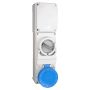 Lewden 63A 3 Pin 240V Interlocked Switched Socket Blue IP65
