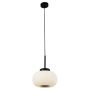 Searchlight Lumina Pendant Black with Opal Ribbed Glass