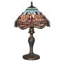 Searchlight Dragonfly Table Lamp Antique Brass with Stained Glass