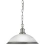 Searchlight Bistro Pendant Satin Silver with Acid Glass