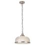 Searchlight Bistro II Pendant Satin Silver with Holophane Style Glass