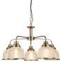 Searchlight Bistro II 5 Pendant Antique Brass with Holophane Style Glass