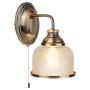 Searchlight Bistro II Wall Light Antique Brass with Holophane Style Glass