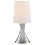 Searchlight Touch Table Lamp Satin Silver with White Fabric Shade