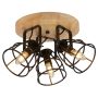 Searchlight Vision Round Ceiling Light Matt Black with Wood