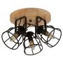 Searchlight Vision Round Ceiling Light Matt Black with Wood