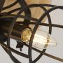 Searchlight Vision Round Ceiling Light Matt Black with Wood