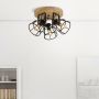 Searchlight Vision Round Ceiling Light Matt Black with Wood