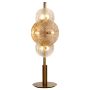 Searchlight Wagon Wheel 6 Light Table Lamp Bronze Clear Amber Glass