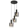 Searchlight Sweden 3 Light Pendant Black with Smoked Glass