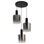 Searchlight Sweden 3 Light Pendant Black with Smoked Glass