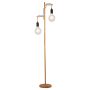 Searchlight Woody 2 Light Floor Lamp Natural Wood and Black
