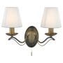 Searchlight Andretti 2 Wall Light Antique Brass with Ivory String Fabric