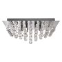 Searchlight Flush Ceiling Light Crystal & Chrome Square