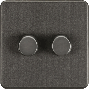Knightsbridge Screwless 2 Gang 2-Way Dimmer Switch Smoked Bronze