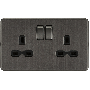 Knightsbridge Screwless Double Socket Switched Smoked Bronze