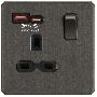 Knightsbridge Screwless Single Socket USB A C Smoked Bronze