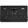 Knightsbridge Screwless Double Socket USB A C 20W Matt Black