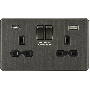 Knightsbridge Screwless Double Socket USB A C Smoked Bronze