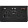 Knightsbridge Screwless Double Socket USB A C 45W Matt Black