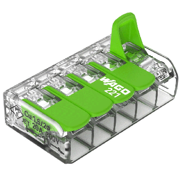 Image of Wago 221-425 4mm 5-Way Lever Connector 25 Pack