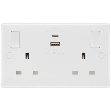 Image of BG Electrical Switched Socket USB A and C 2 Gang 45W