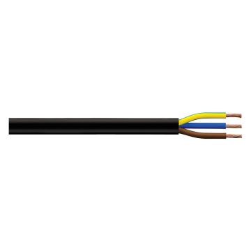 Image of 3183B 3 Core 1mm Tough Rubber Flexible Cable Black 1M
