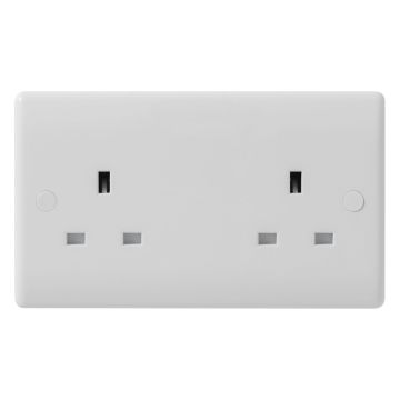 Image of BG Electrical 824 13A Unswitched Socket 2 Gang White