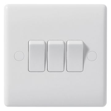 Image of BG Electrical 843 10A Switch 3 Gang 2 Way White