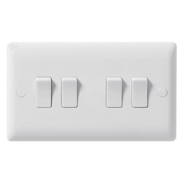 Image of BG Electrical 844 10A Switch 4 Gang 2 Way White