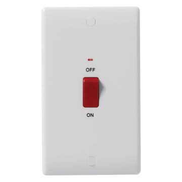 Image of BG Electrical 872 45A DP Cooker Switch Neon 2 Gang White