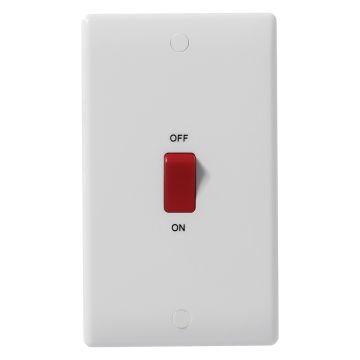 Image of BG Electrical 873 45A DP Cooker Switch 2 Gang White