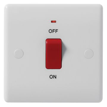 Image of BG Electrical 874 45A DP Cooker Switch Neon 1 Gang White