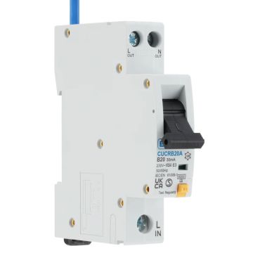 Image of BG Electrical CUCRB20A 20A RCBO Type B Curve Single Pole
