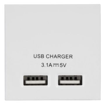 Image of BG Electrical Euro EMUSBW Dual Port 2.1A USB 50x50mm White