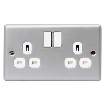 Image of BG Electrical MC522 13A DP Metalclad Switch Socket 2 Gang Grey