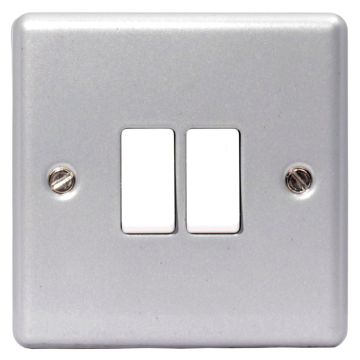 Image of BG Electrical MC542 10A 2 Way Metalclad Light Switch 2 Gang Grey