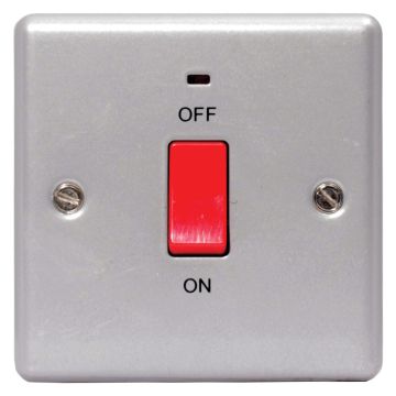 Image of BG Electrical MC574 45A DP Metalclad Cooker Switch 2 Gang Neon Grey